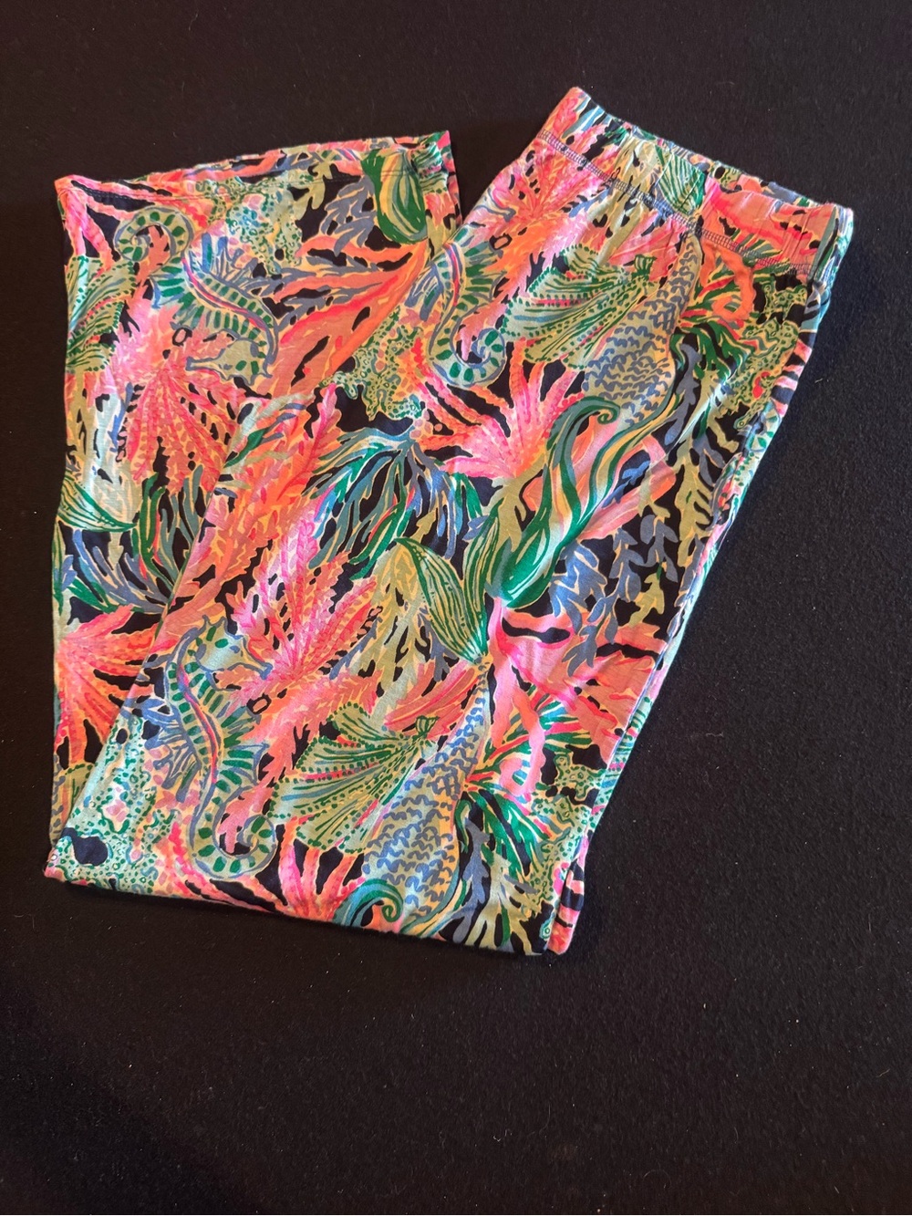 Lilly Pulitzer Pink Coral & Green Tropical Print Lounge Pants M